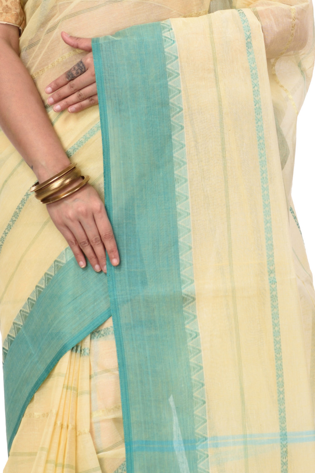 See Green Pure Cotton Boysko Tant Saree (428)